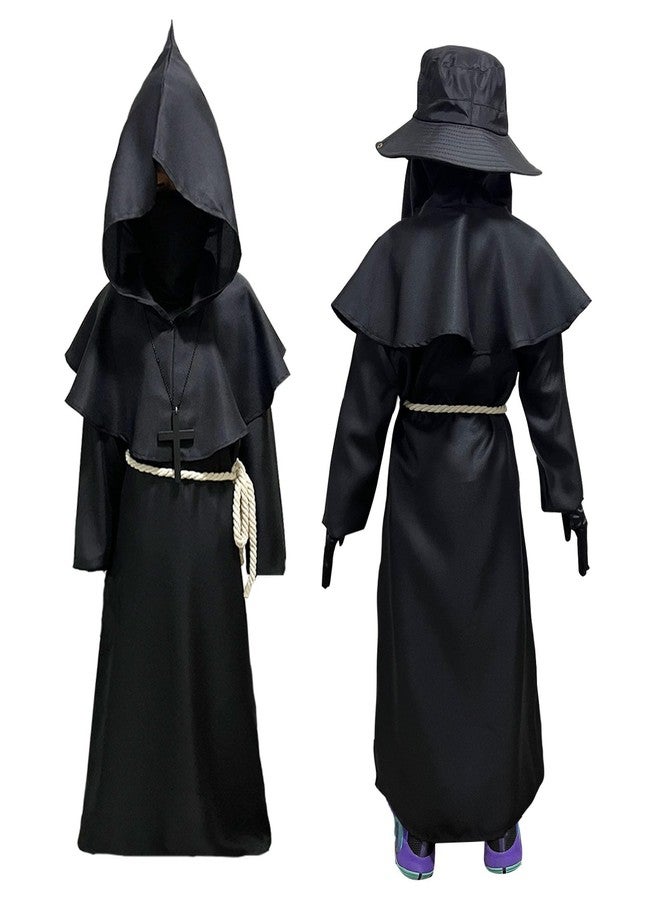 Wakejoy Plague Doctor Costume for Kids 7 in 1 Set Halloween Costumes for Boys Girls Halloween Outfit (X-Large-150) - Image 2